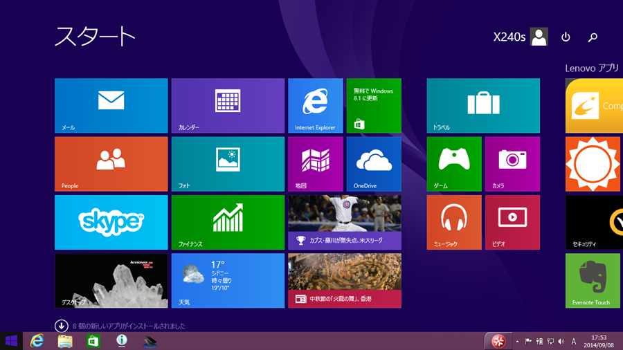 Windows 8.1 のスタート画面
