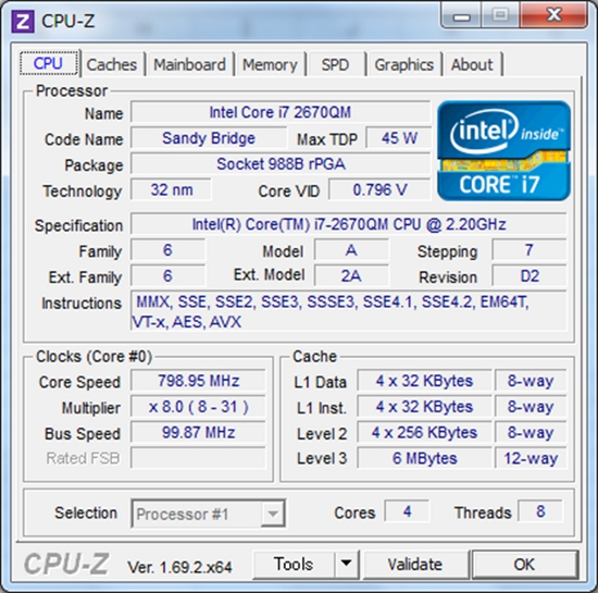 LIFEBOOK AH77/G CPU-Z 結果1