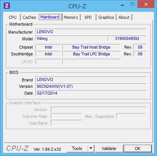 miix 2 8 128GBモデル CPU-Z 結果3